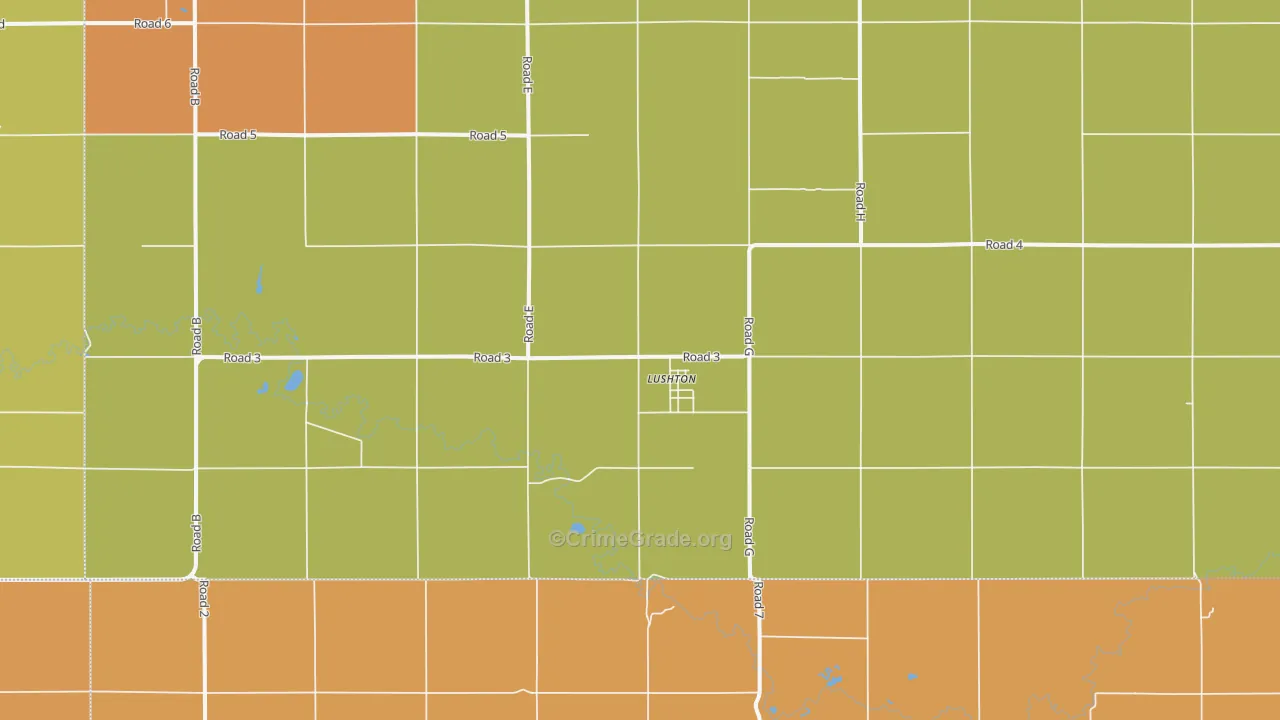 Lushton, NE Map of Drug-Related Crime Rates