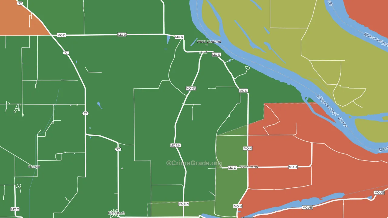 Lusk, MO Map of Drug-Related Crime Rates