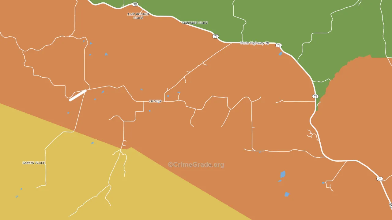 Luther, MT Map of Drug-Related Crime Rates