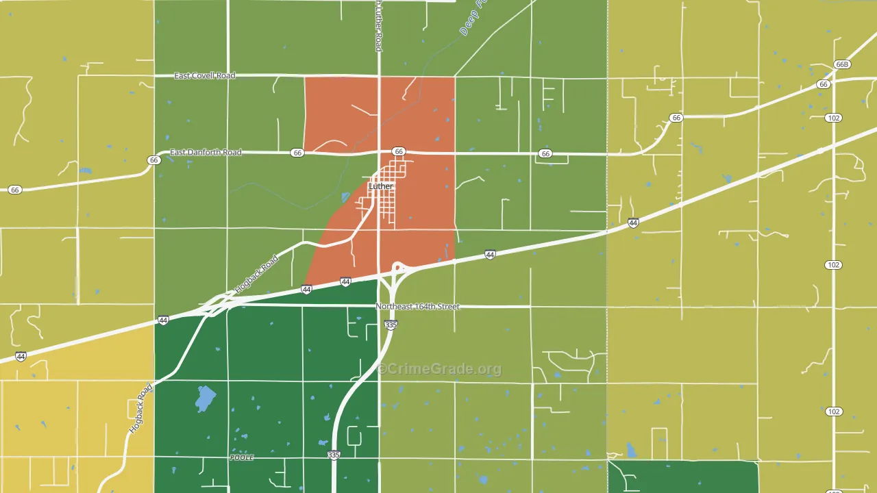 Luther, OK Map of Drug-Related Crime Rates