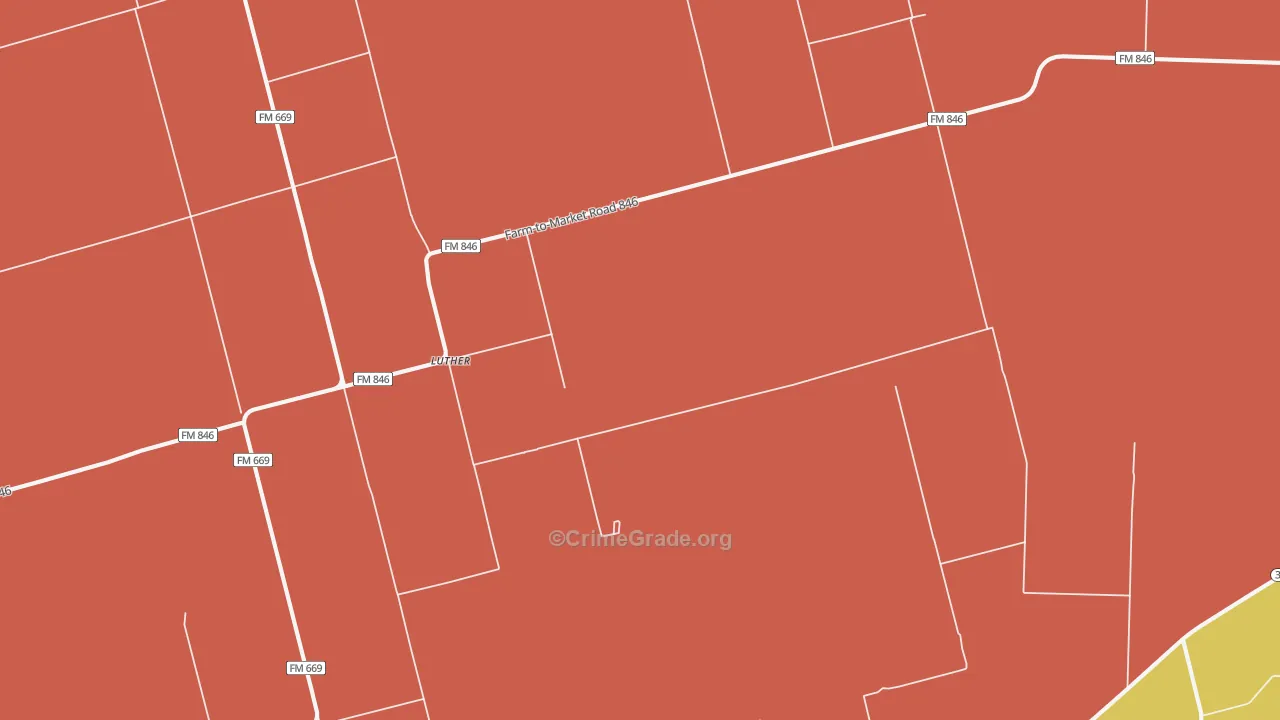 Luther, TX Map of Drug-Related Crime Rates