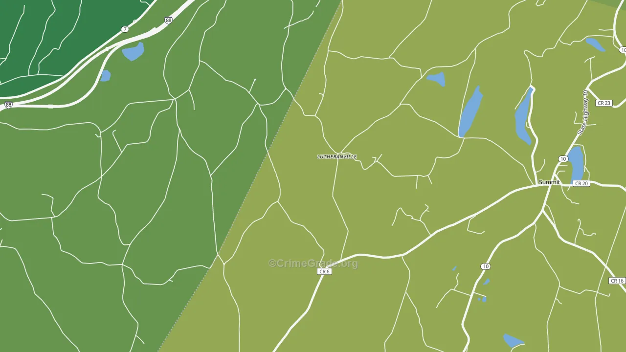Lutheranville, NY Map of Drug-Related Crime Rates