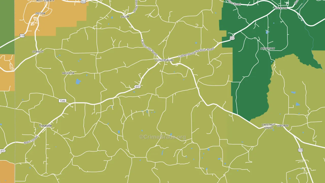 Luthersburg, PA Map of Drug-Related Crime Rates