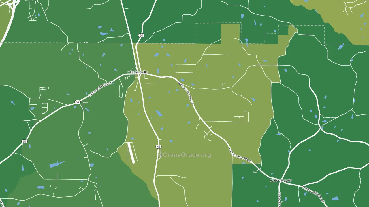 Luthersville, GA Map of Drug-Related Crime Rates