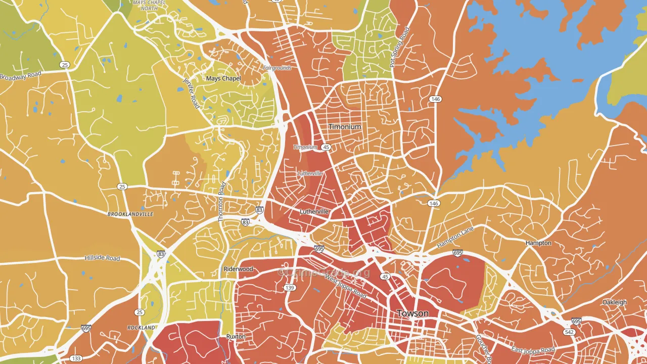 Lutherville, MD Map of Drug-Related Crime Rates