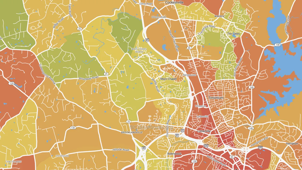 Lutherville-Timonium, MD Map of Drug-Related Crime Rates
