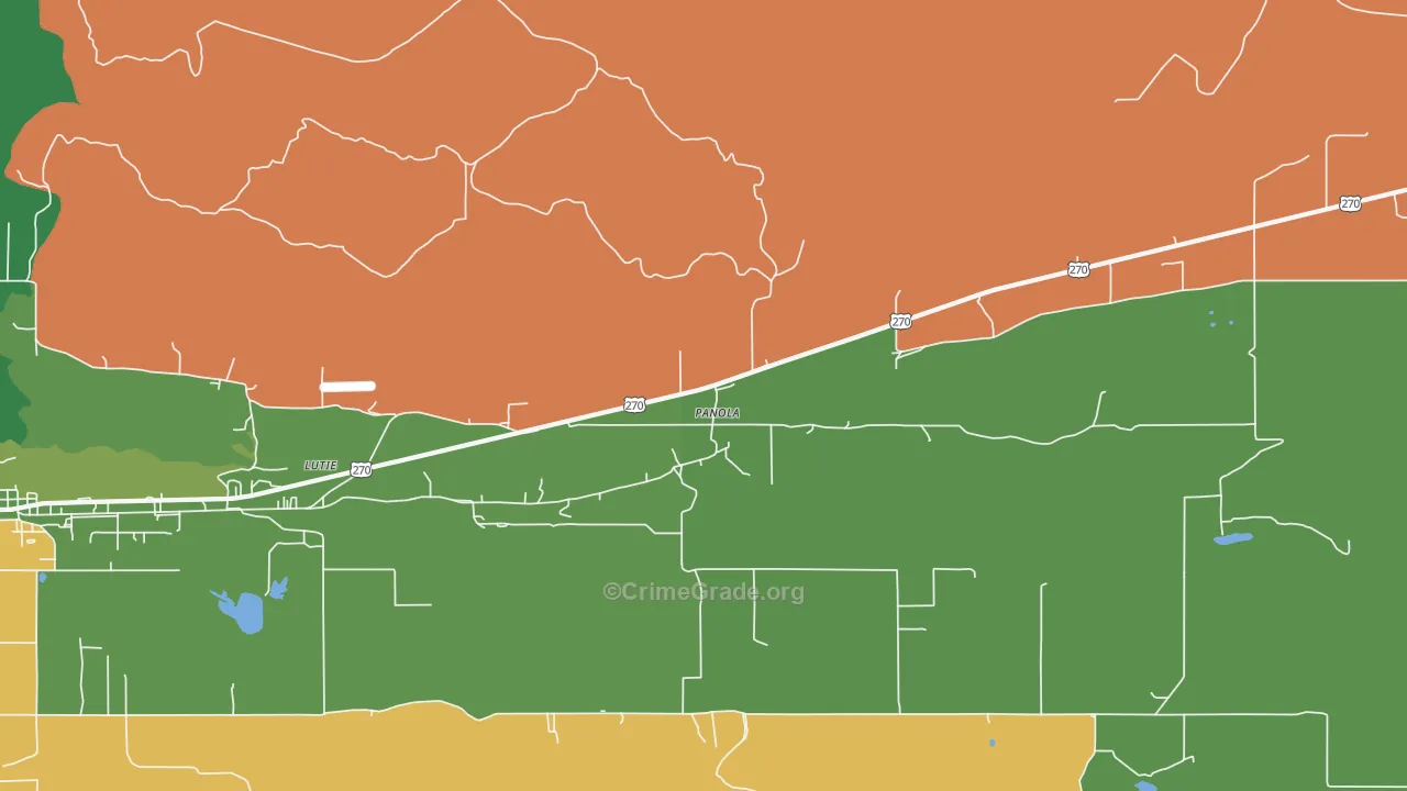 Lutie, OK Map of Drug-Related Crime Rates