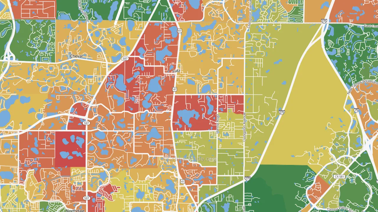 Lutz, FL Map of Drug-Related Crime Rates