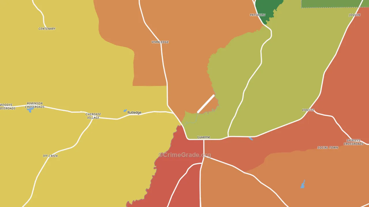 Luverne, AL Map of Drug-Related Crime Rates