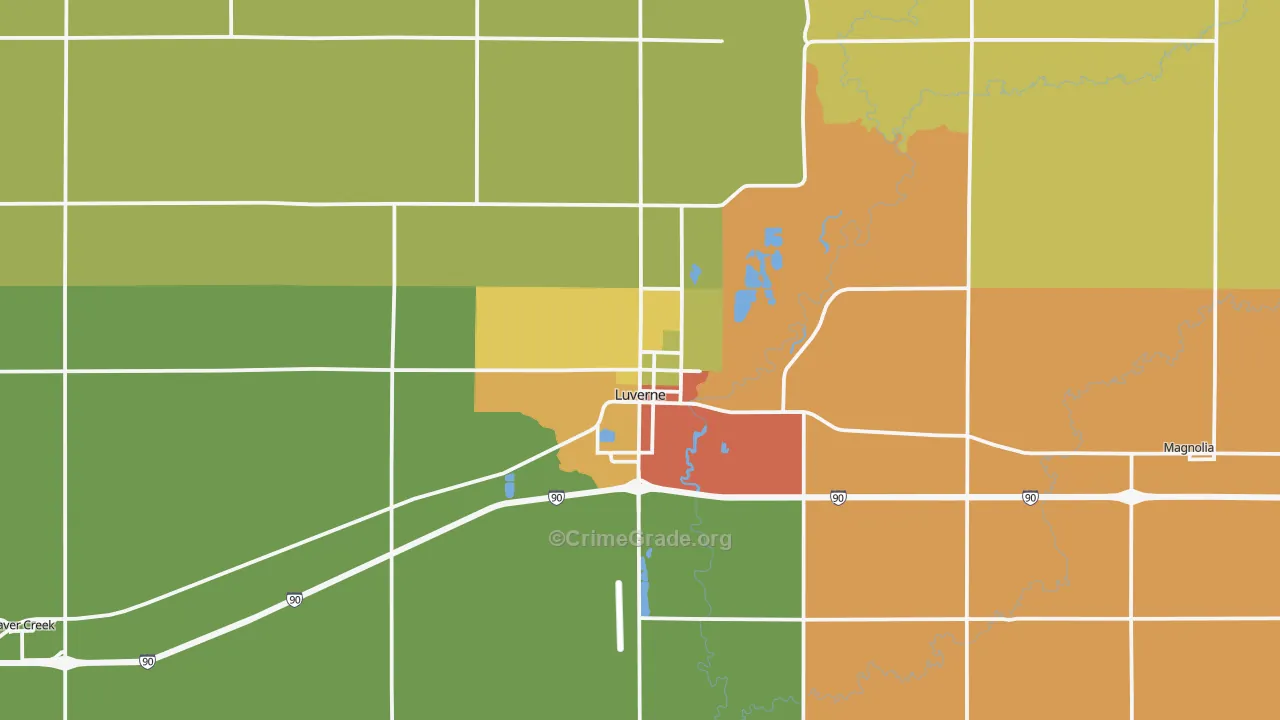 Luverne, MN Map of Drug-Related Crime Rates