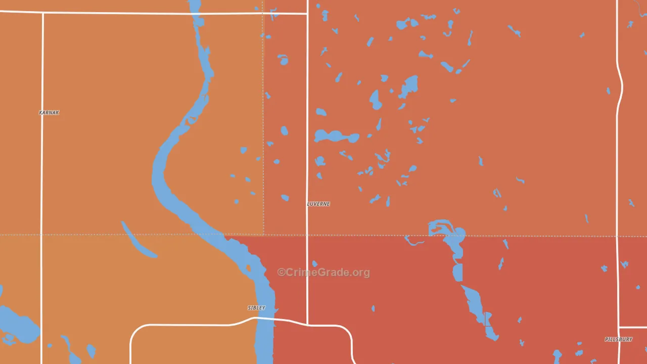 Luverne, ND Map of Drug-Related Crime Rates