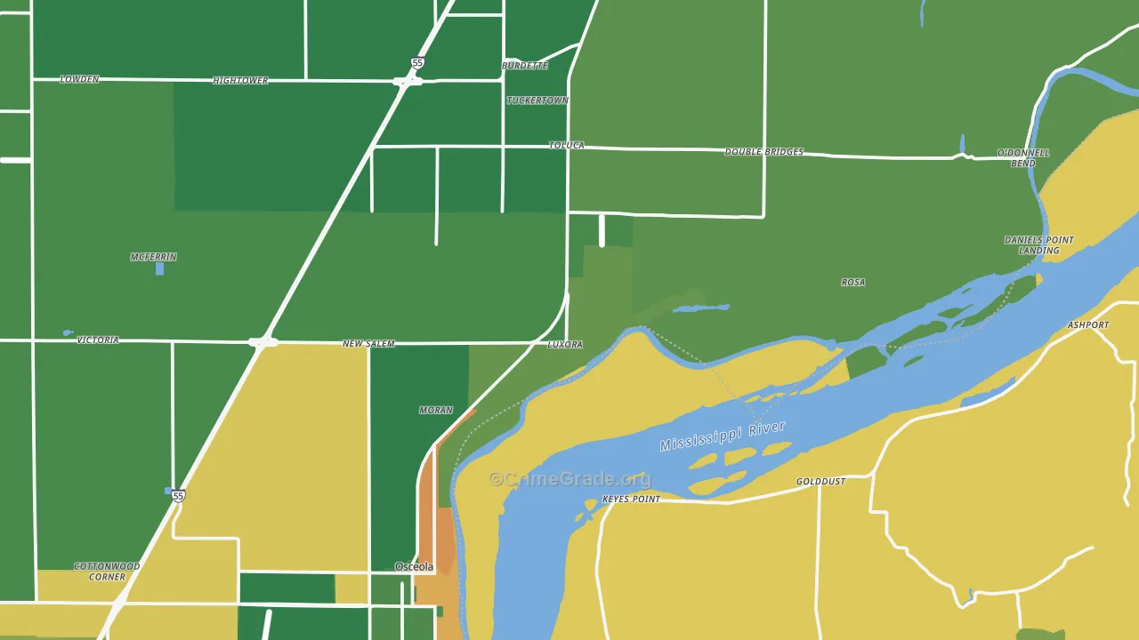 Luxora, AR Map of Drug-Related Crime Rates