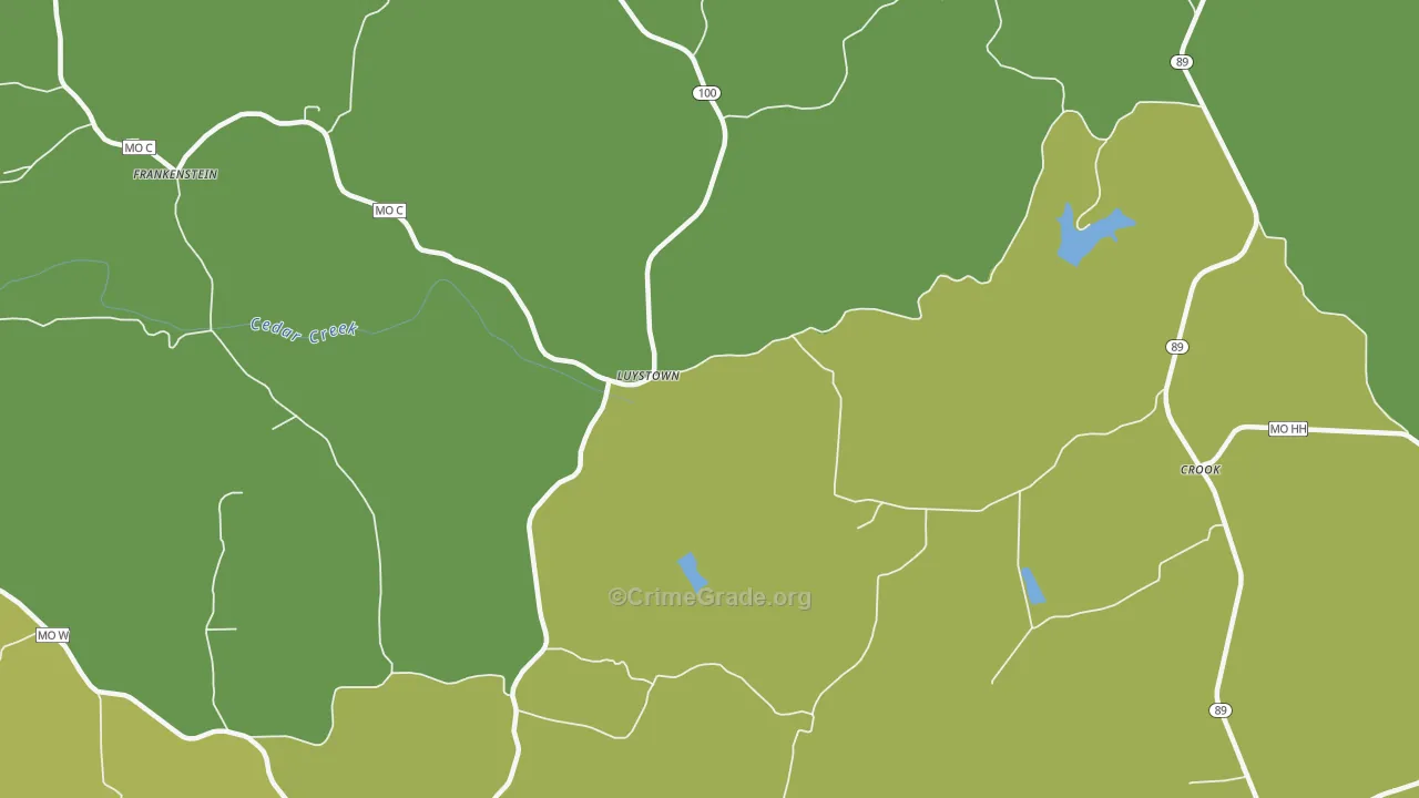Luystown, MO Map of Drug-Related Crime Rates