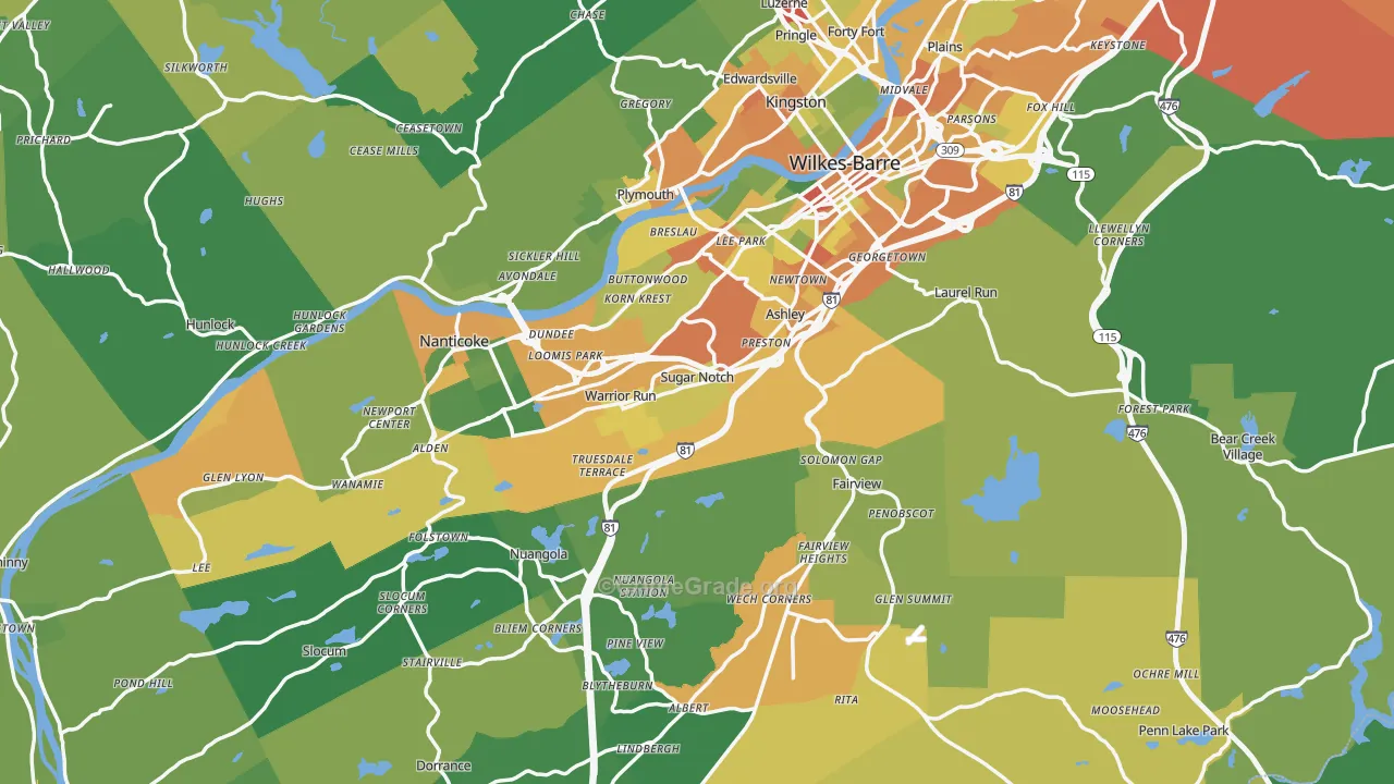 Luzerne County, PA Map of Drug-Related Crime Rates