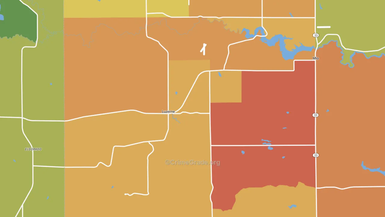 Luzerne, MI Map of Drug-Related Crime Rates