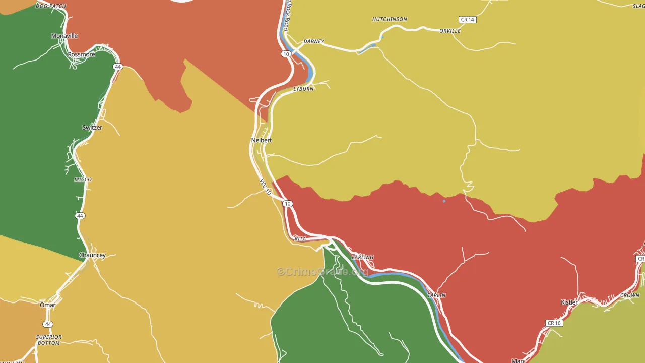Lyburn, WV Map of Drug-Related Crime Rates