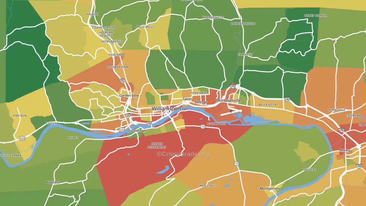 Lycoming County, PA Map of Drug-Related Crime Rates