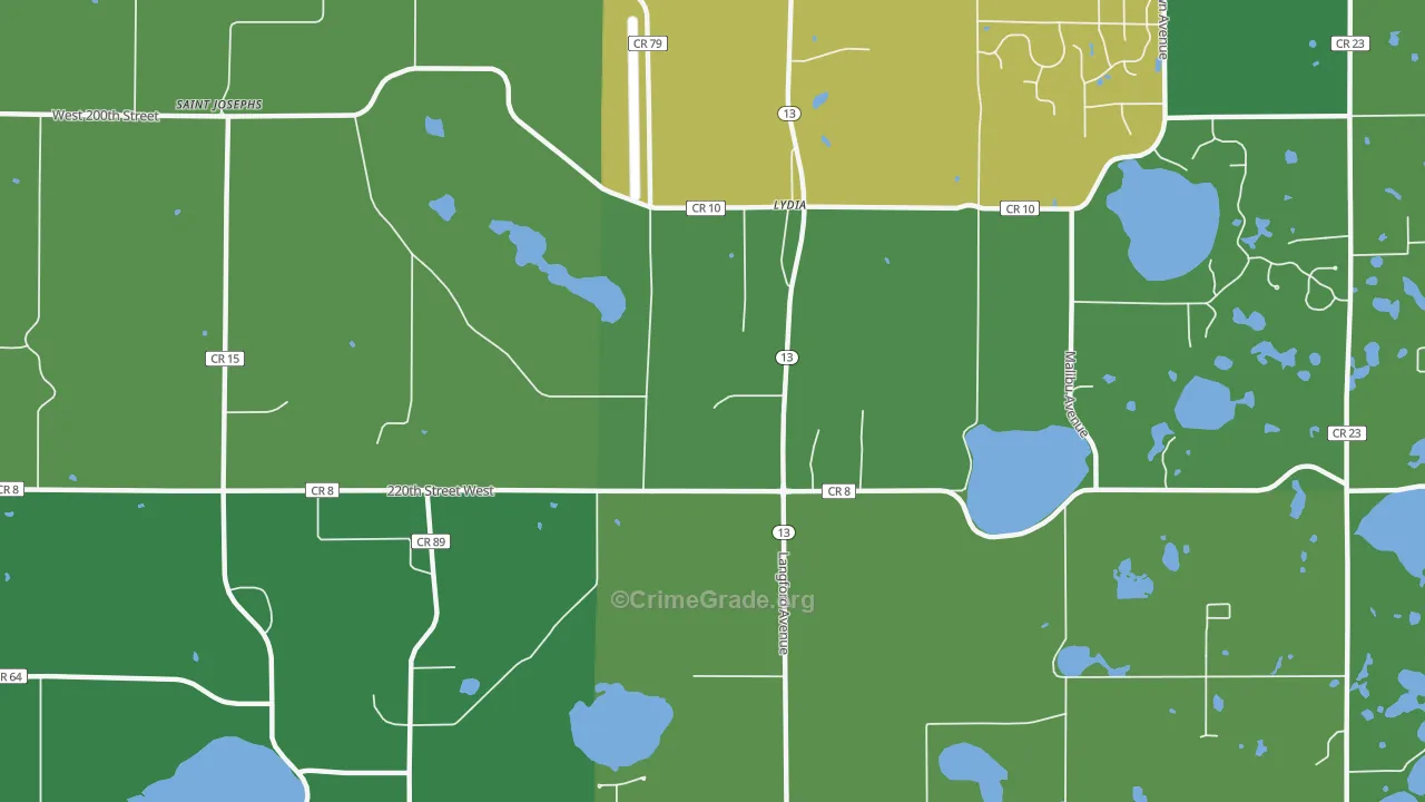 Lydia, MN Map of Drug-Related Crime Rates