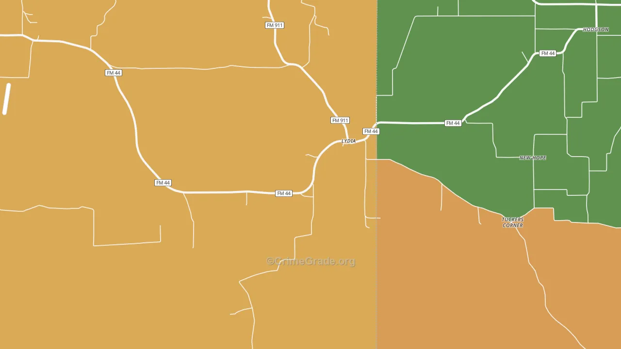 Lydia, TX Map of Drug-Related Crime Rates