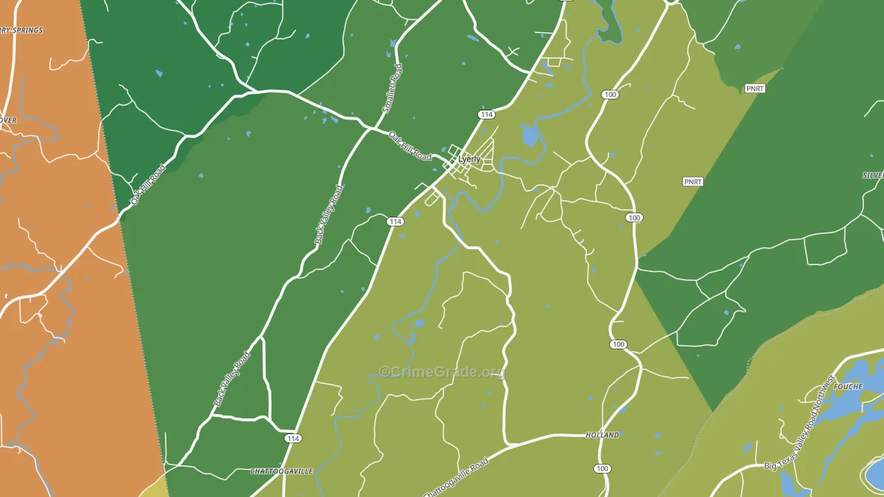 Lyerly, GA Map of Drug-Related Crime Rates