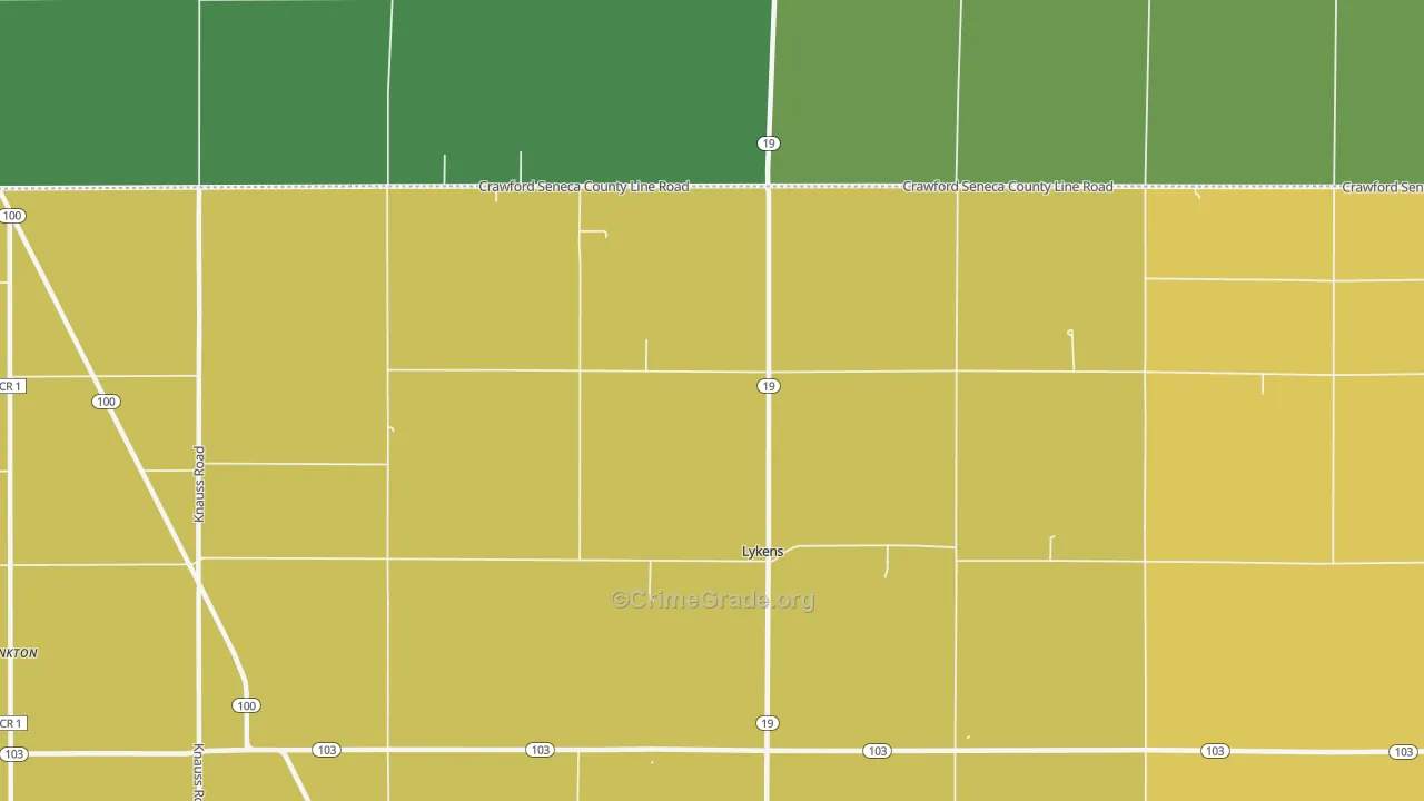 Lykens, OH Map of Drug-Related Crime Rates