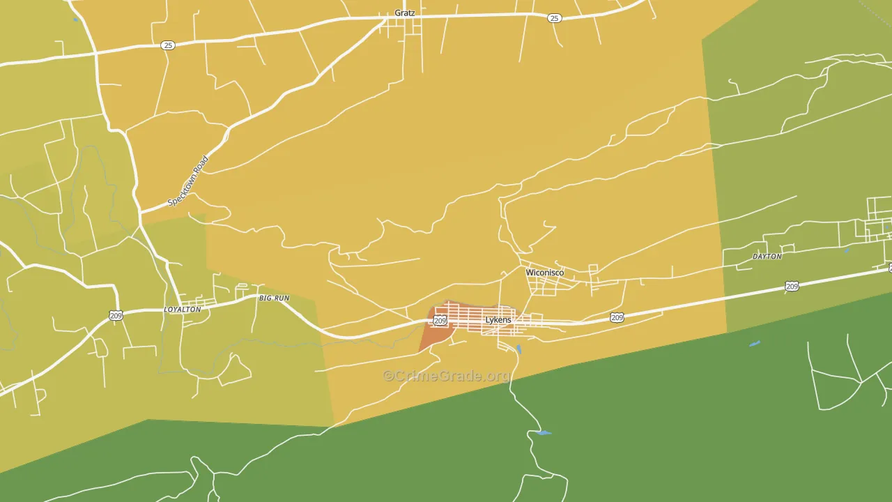 Lykens, PA Map of Drug-Related Crime Rates