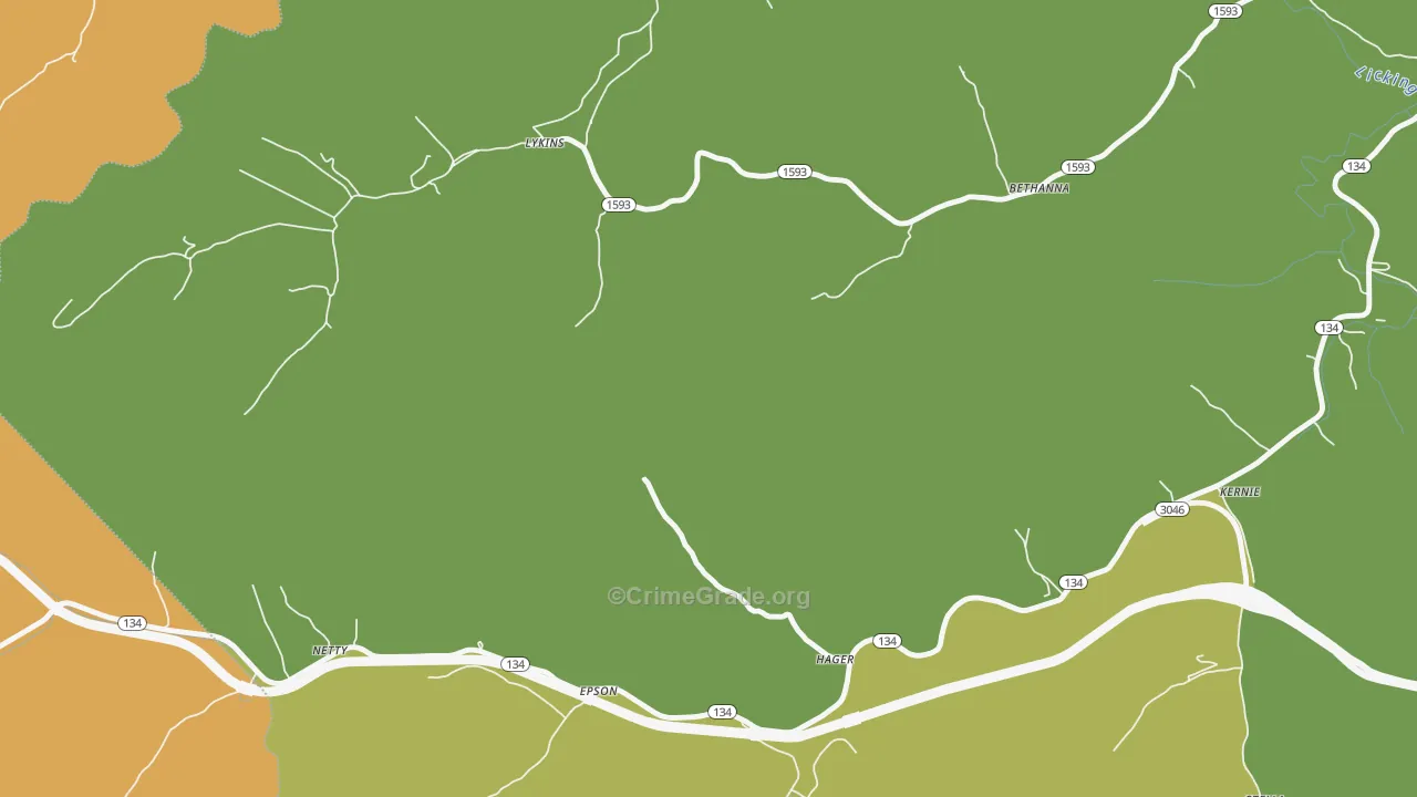 Lykins, KY Map of Drug-Related Crime Rates