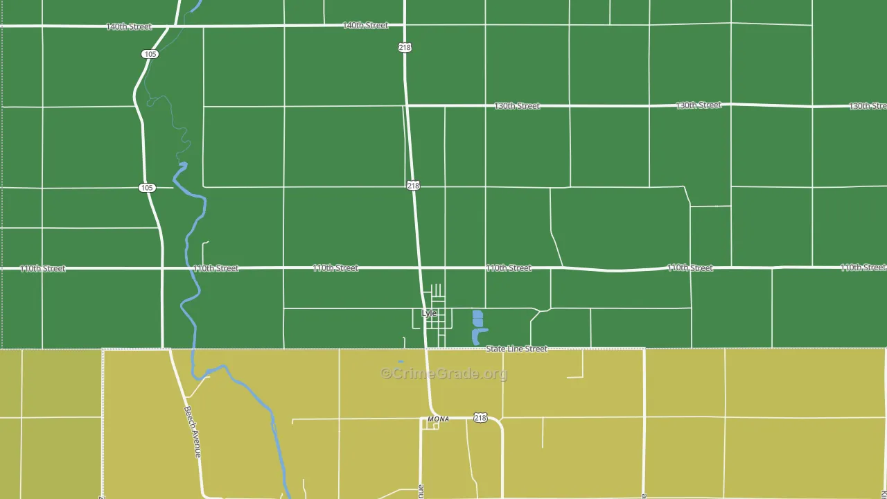 Lyle, MN Map of Drug-Related Crime Rates