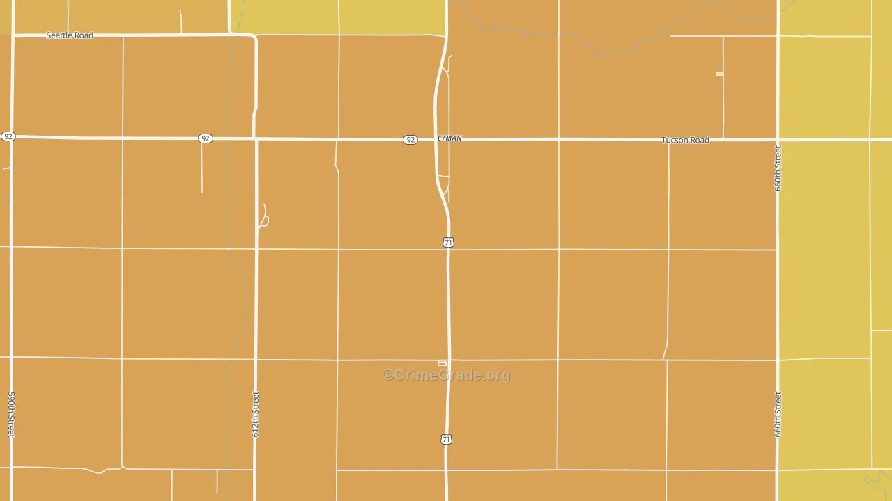 Lyman, IA Map of Drug-Related Crime Rates