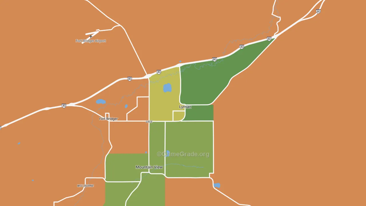 Lyman, WY Map of Drug-Related Crime Rates