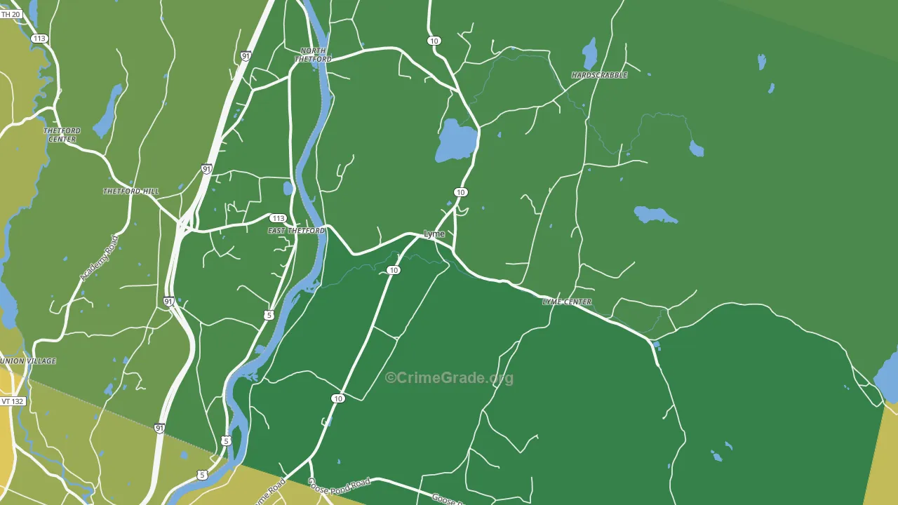 Lyme, NH Map of Drug-Related Crime Rates
