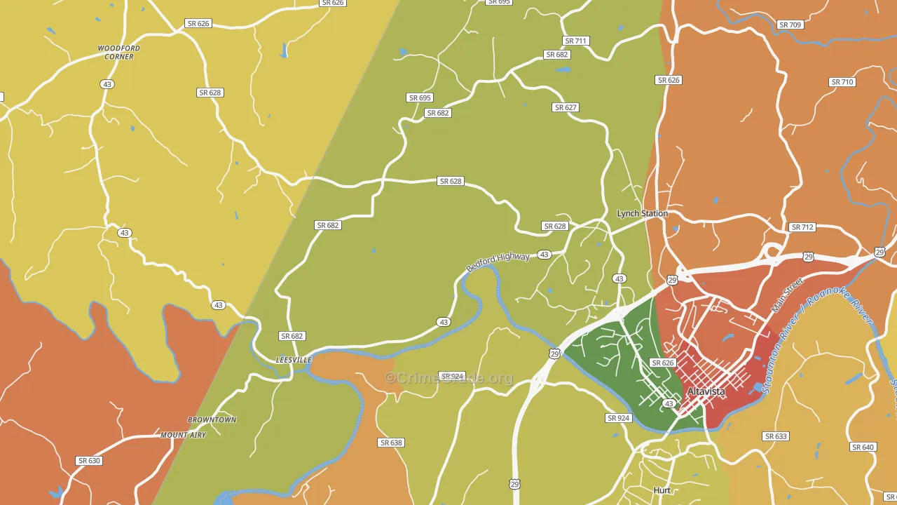 Lynch Station, VA Map of Drug-Related Crime Rates