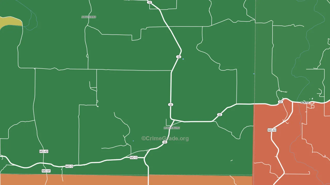 Lynchburg, MO Map of Drug-Related Crime Rates