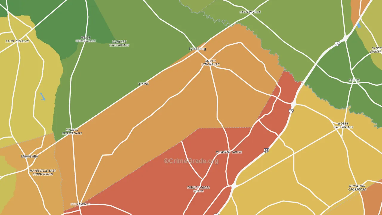 Lynchburg, SC Map of Drug-Related Crime Rates