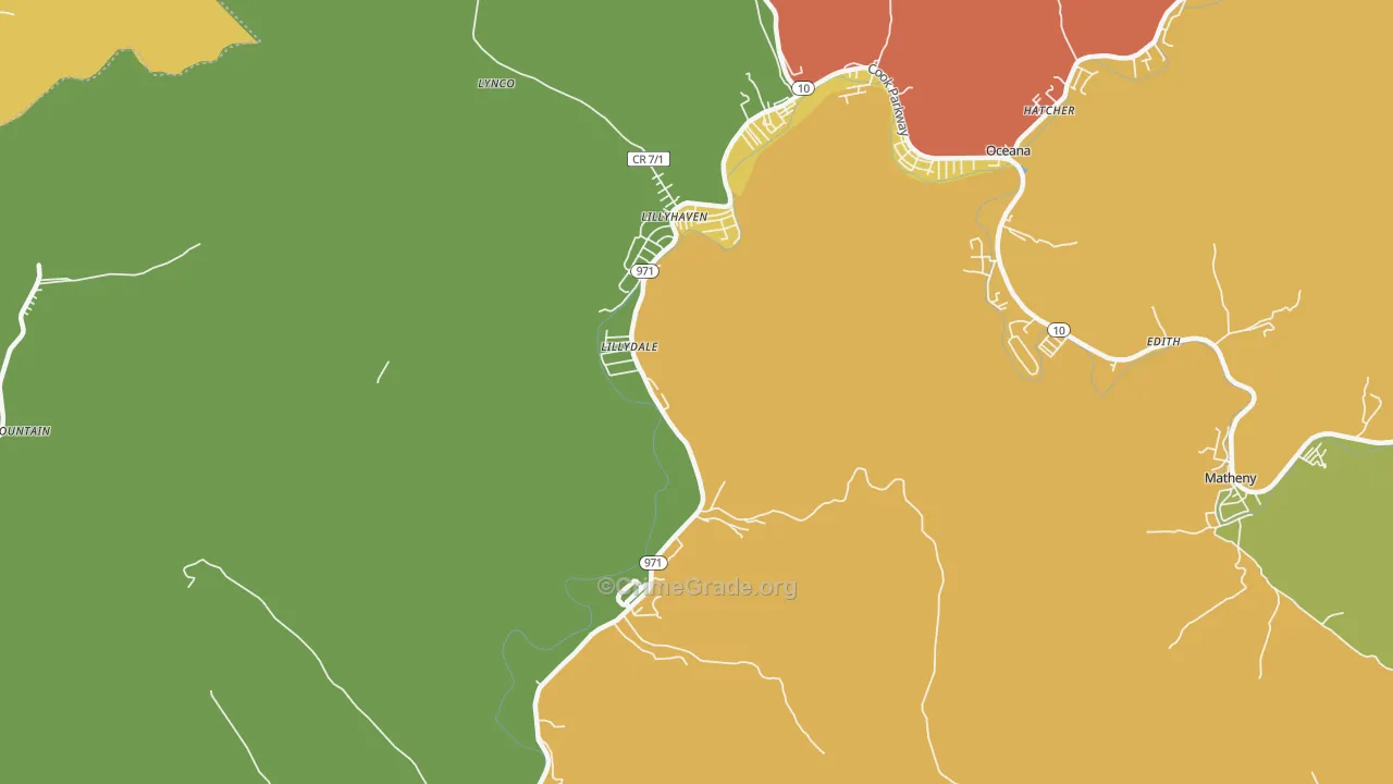Lynco, WV Map of Drug-Related Crime Rates