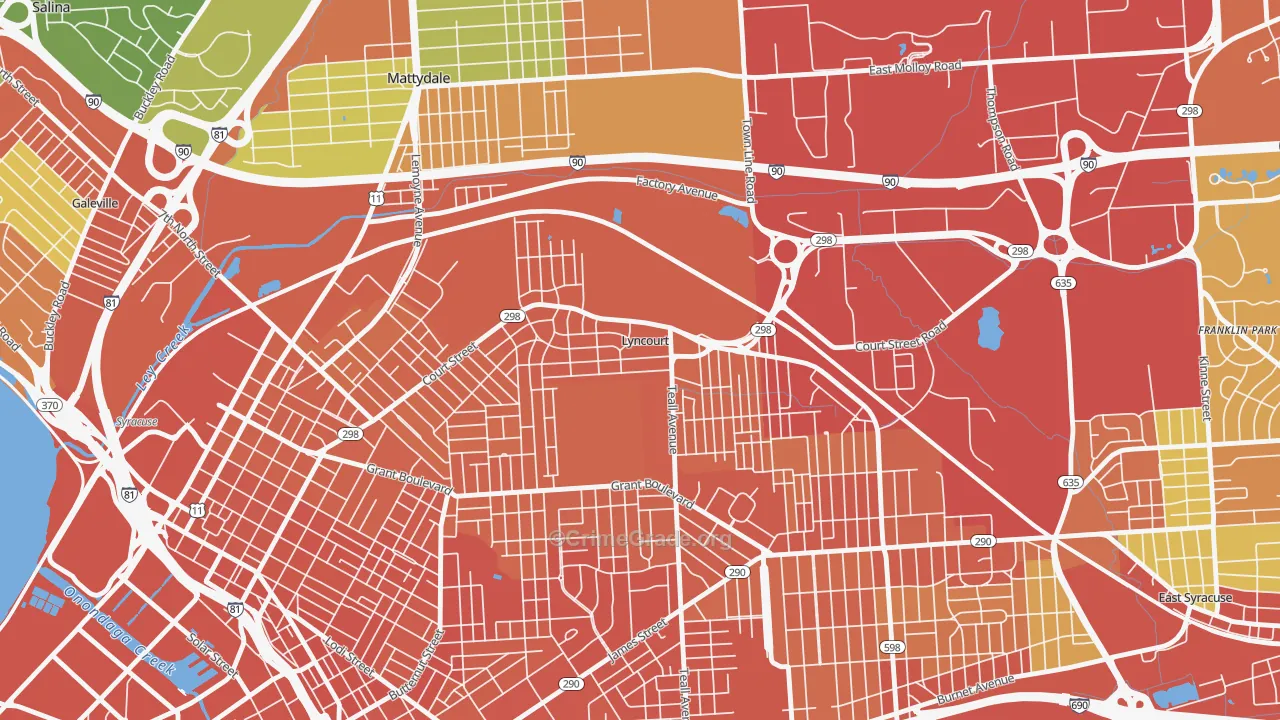 Lyncourt, NY Map of Drug-Related Crime Rates