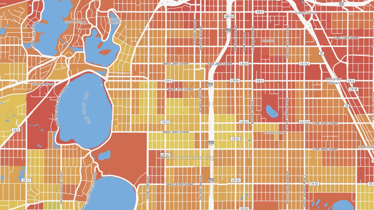 Lyndale, Minneapolis, MN Map of Drug-Related Crime Rates