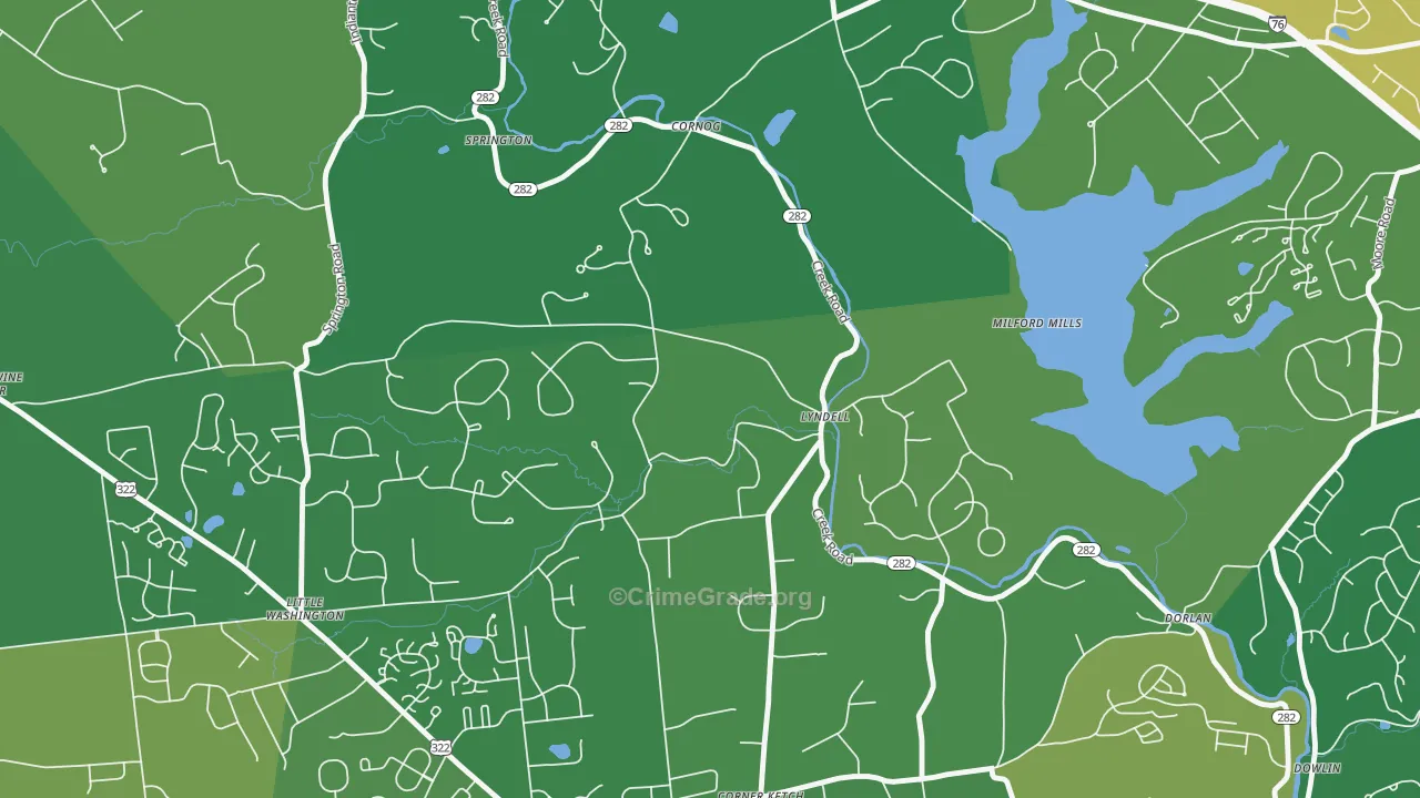 Lyndell, PA Map of Drug-Related Crime Rates