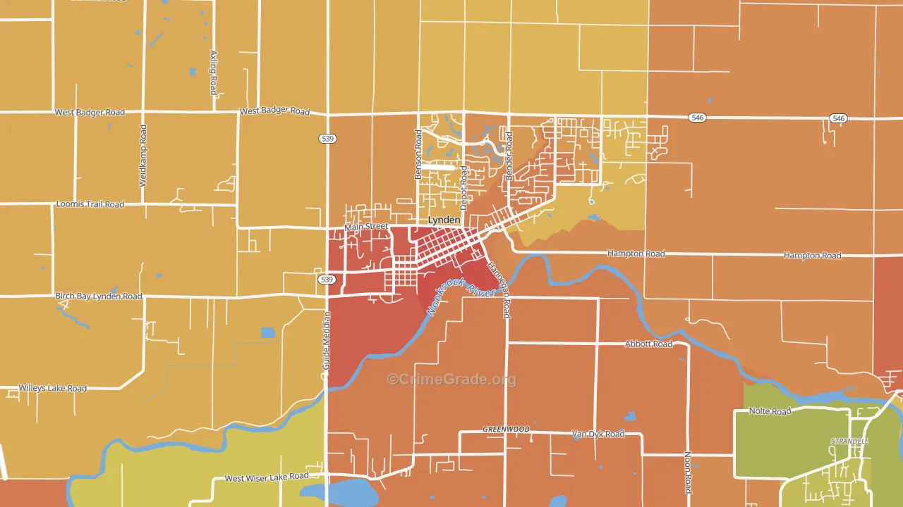 Lynden, WA Map of Drug-Related Crime Rates
