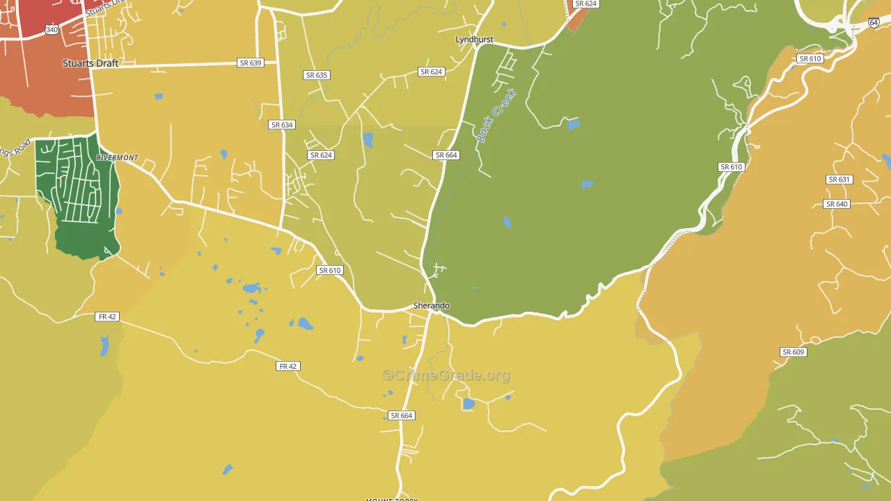 Lyndhurst, VA Map of Drug-Related Crime Rates