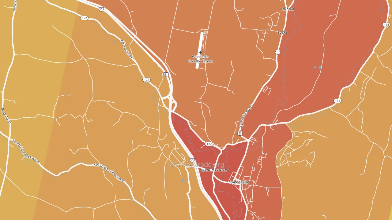 Lyndon Center, VT Map of Drug-Related Crime Rates
