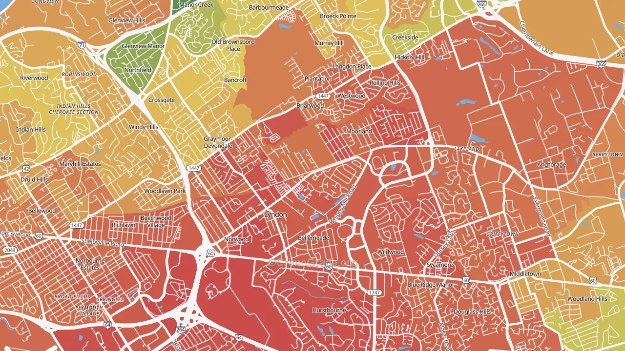 Lyndon, KY Map of Drug-Related Crime Rates