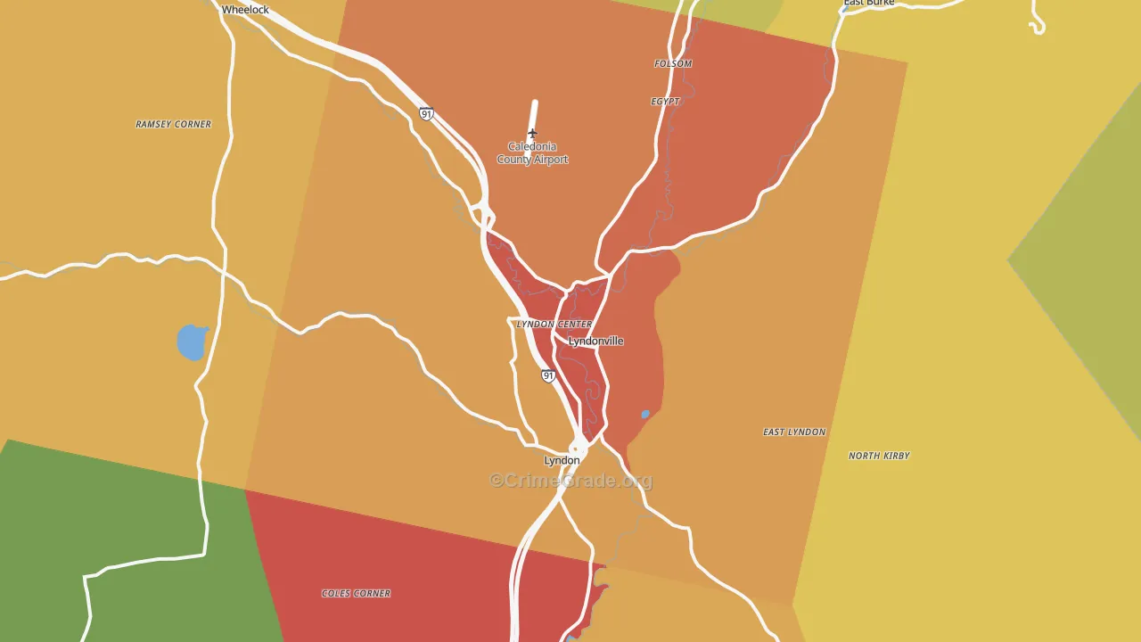Lyndonville, VT Map of Drug-Related Crime Rates