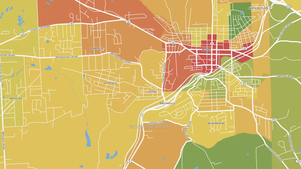 Lyndora, PA Map of Drug-Related Crime Rates