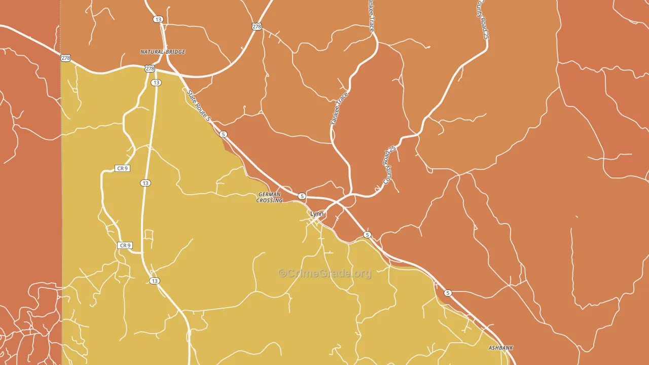 Lynn, AL Map of Drug-Related Crime Rates