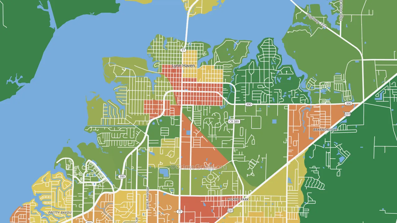 Lynn Haven, FL Map of Drug-Related Crime Rates