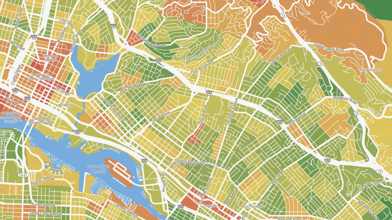 Lynn-Highland Park, Oakland, CA Map of Drug-Related Crime Rates