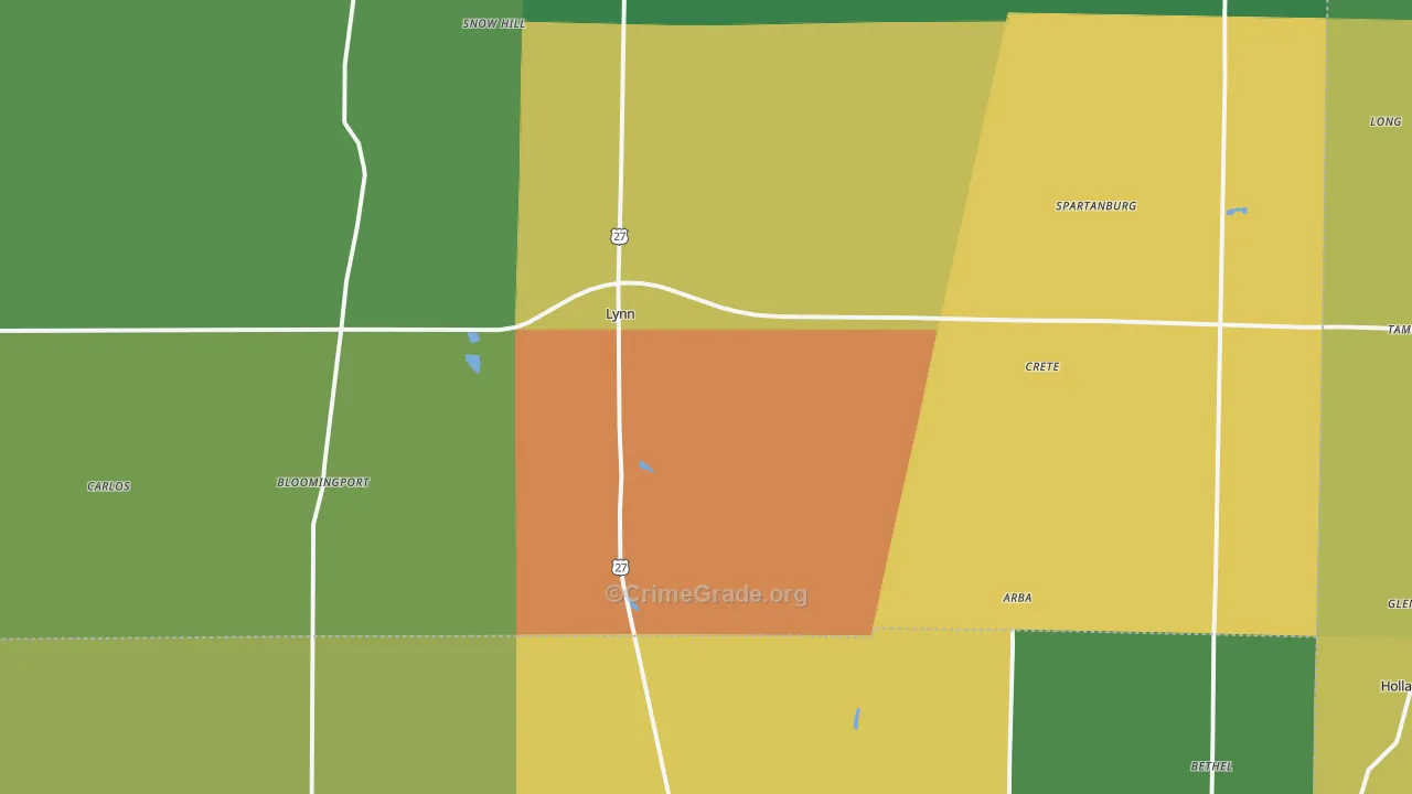 Lynn, IN Map of Drug-Related Crime Rates