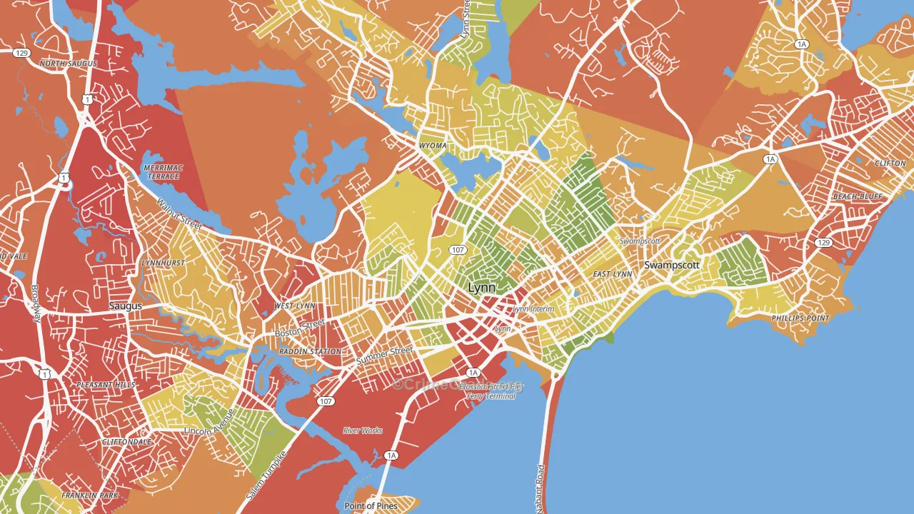 Lynn, MA Map of Drug-Related Crime Rates