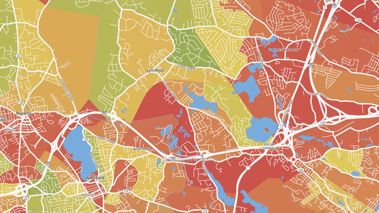 Lynnfield, MA Map of Drug-Related Crime Rates
